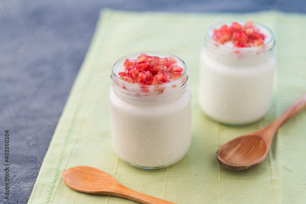 Natural Yogurt with granadine (healthy breakfast) Natural Yogurt with granadine (healthy breakfast)