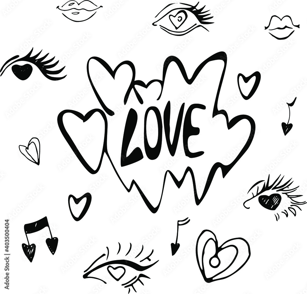 hand drawn illustration of the love? valentine's day, love, hand-drawn love doodles, set of heart shape doodle isolated on white hand drawn illustration of the love? valentine's day, love, hand-drawn love doodles, set of heart shape doodle isolated on white