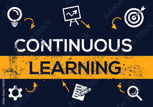 Creative (continuous learning) Banner Word with Icons, Vector illustration.
