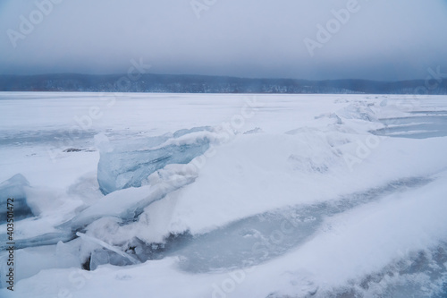 Frozen surface of the Voronezh reservoir in winter © NCKAHDEP