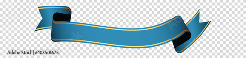 blue vintage ribbon banner label on transparent background