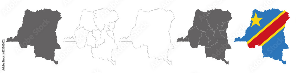 Obraz premium vector map flag of Democratic Republic of the Congo isolated on white background