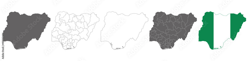 vector map flag of Nigeria isolated on white background	
