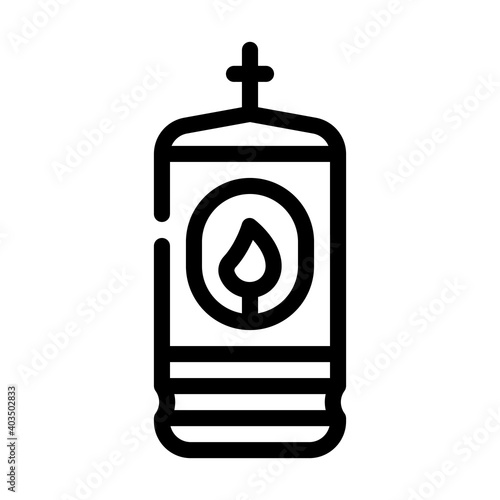 lamp with burning candle line icon vector illustration