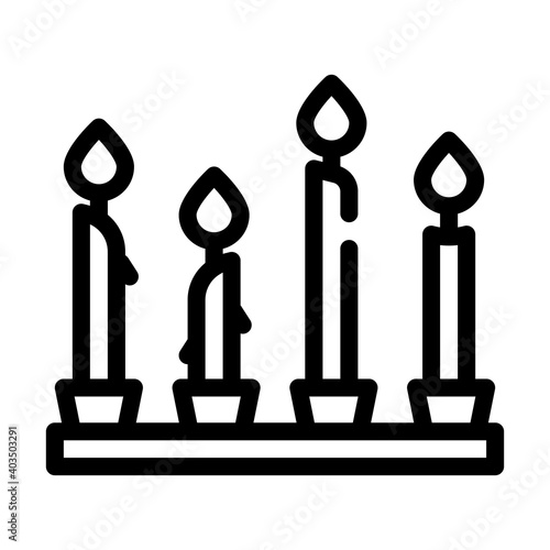 burning candles line icon vector illustration black