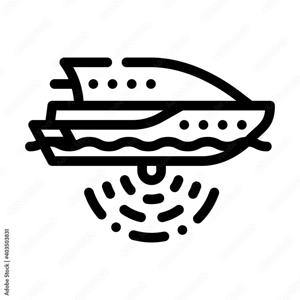 ship with seabed sonar line icon vector illustration ship with seabed sonar line icon vector illustration