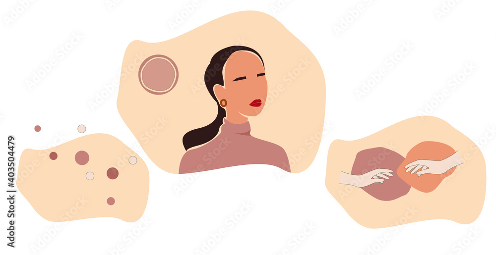 Flat Abstract Portrait of Woman with Hands.Abstract Contemporary Art Flat Style.Flat Vector Illustration for Decor,Interior,Wallpaper, Print, Card,Wall and Clothing. Flat Abstract Portrait of Woman with Hands.Abstract Contemporary Art Flat Style.Flat Vector Illustration for Decor,Interior,Wallpaper, Print, Card,Wall and Clothing.