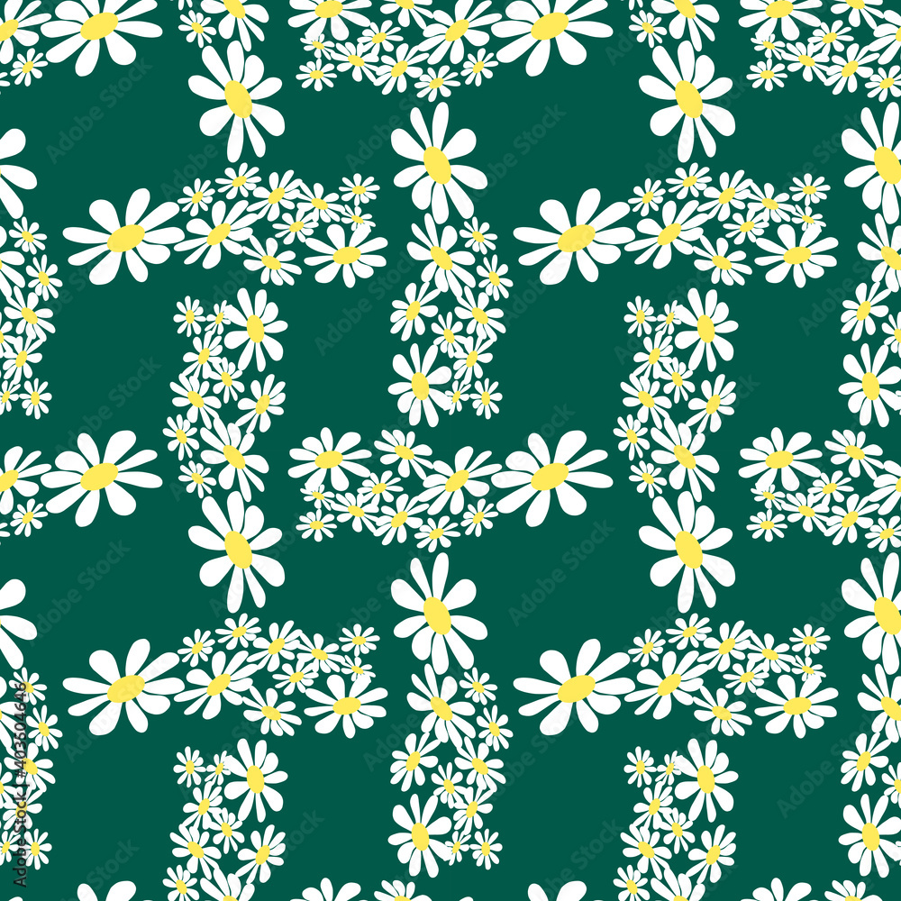 Seamless pattern of decorative white chamomiles Seamless pattern of decorative white chamomiles