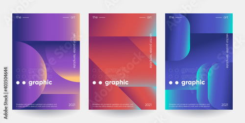 Minimalist posters set with grapient shape patterns. Eps10 vector.