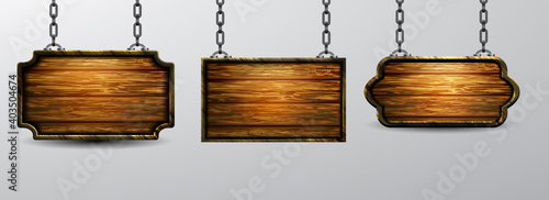 Vector realistic illustration of wooden signboard