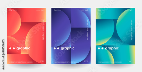 Minimalist posters set with grapient shape patterns. Eps10 vector.
