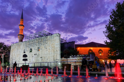 Haci Bayram Mosque at night - Ankara, Turkey photo