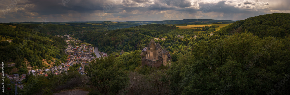 Panorama of Vianden Castle in Luxembourg 