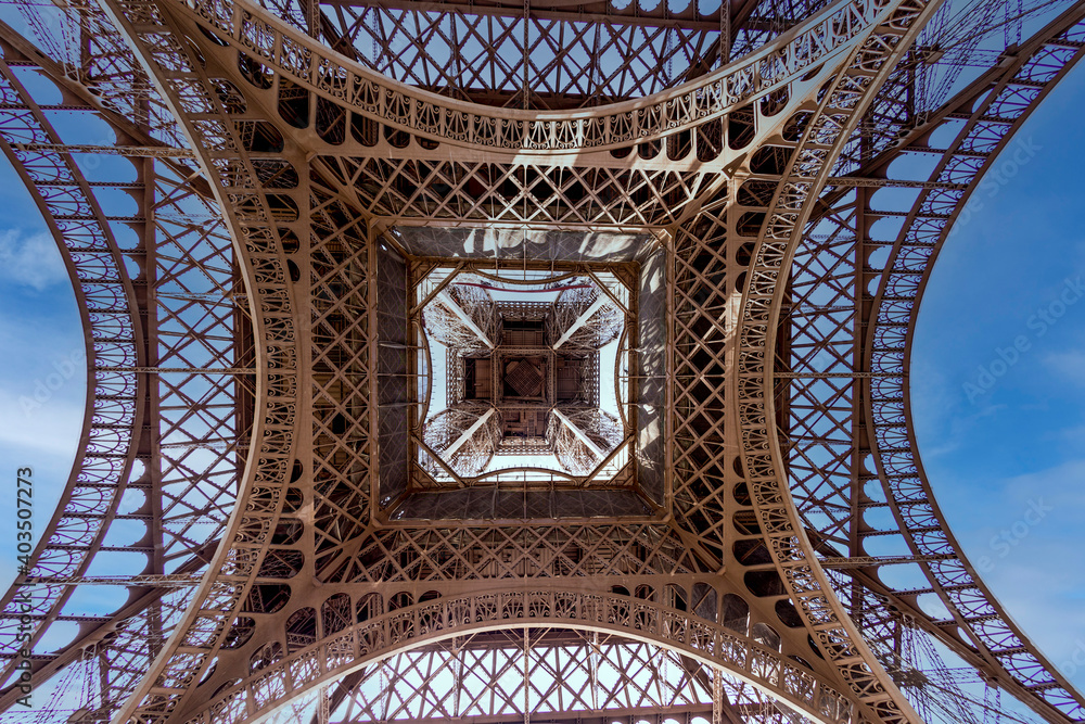  abstract view of details of Eiffel Tower , Paris, France
