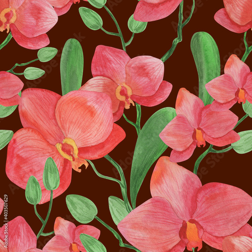 Seamless pattern, watercolor illustration, k, ornament for wallpaper and fabric