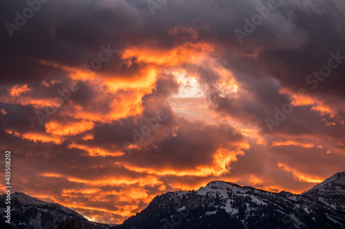 Sunset Over The Mountains
