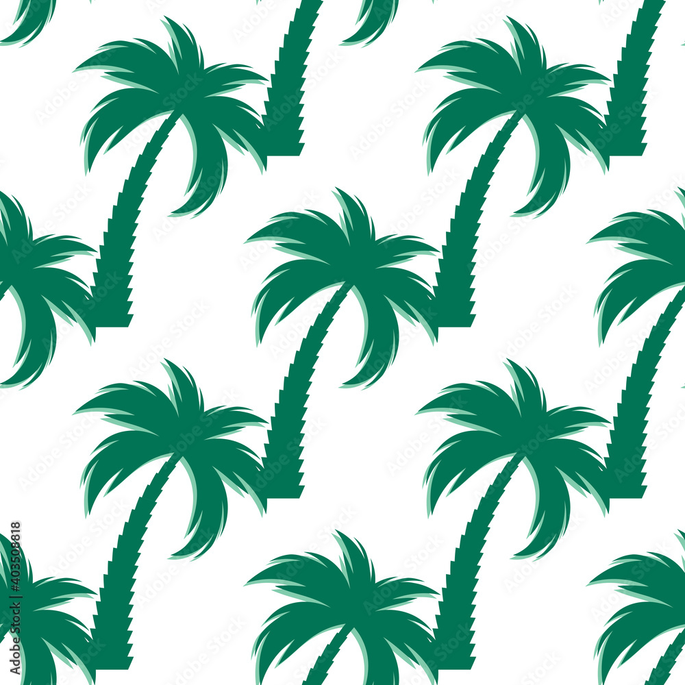 Palm tree silhouette seamless pattern background. Vector Illustration