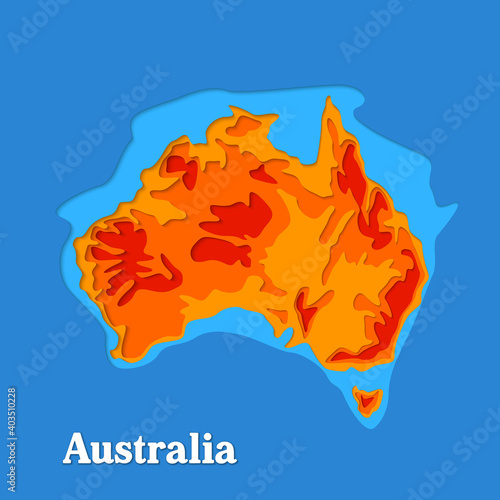 Happy Australia republic day. Typographic poster paper cut style. Lettering greeting card. National banner poster. Multilayer paper cut applique Australian. Republic day celebration paper art style