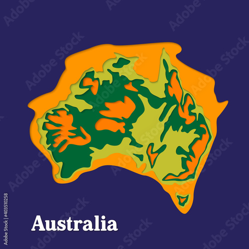 Happy Australia republic day. Typographic poster paper cut style. Lettering greeting card. National banner poster. Multilayer paper cut applique Australian. Republic day celebration paper art style