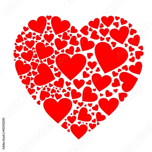 Heart shape silhouette with red hearts inside Valentine  s Day