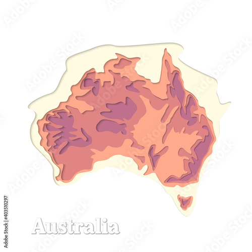 Happy Australia republic day. Typographic poster paper cut style. Lettering greeting card. National banner poster. Multilayer paper cut applique Australian. Republic day celebration paper art style