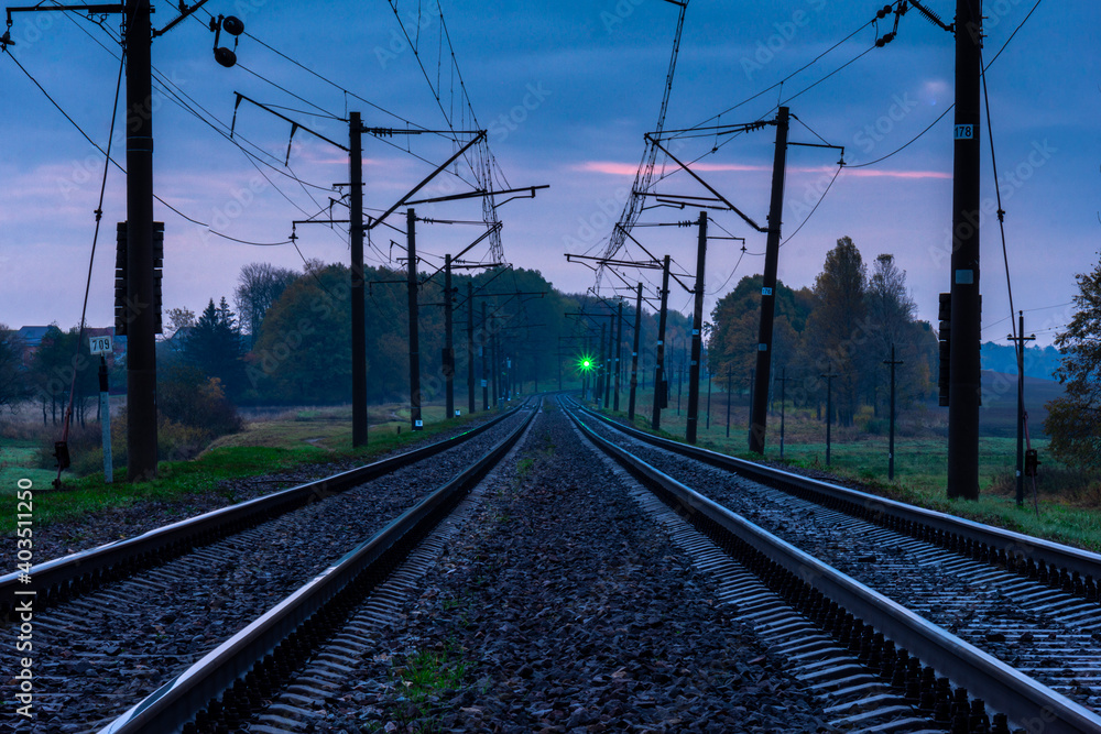 Fototapeta premium railway in the morning