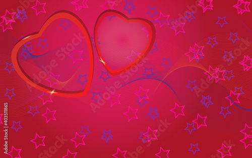illustration of two hearts on a pink background. Сard with two hearts
