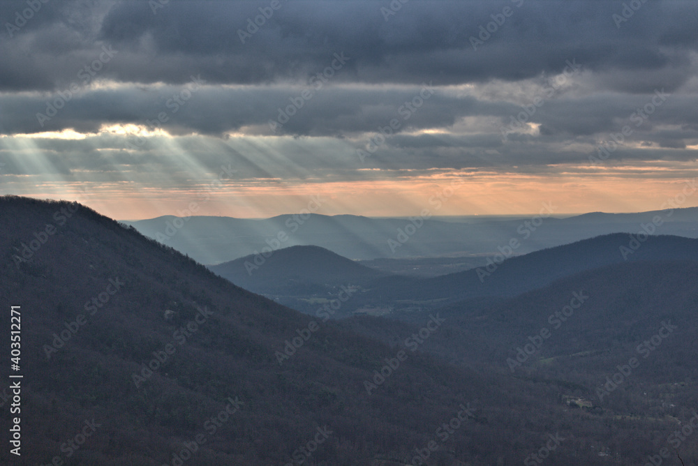 Morning light rays on the Blue Ridge Parkway