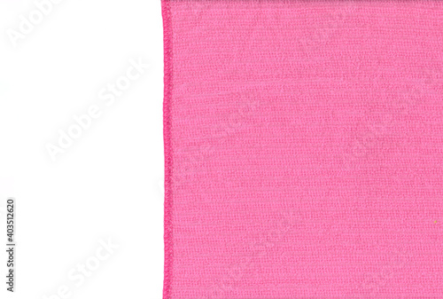 Pink fabric on white background.