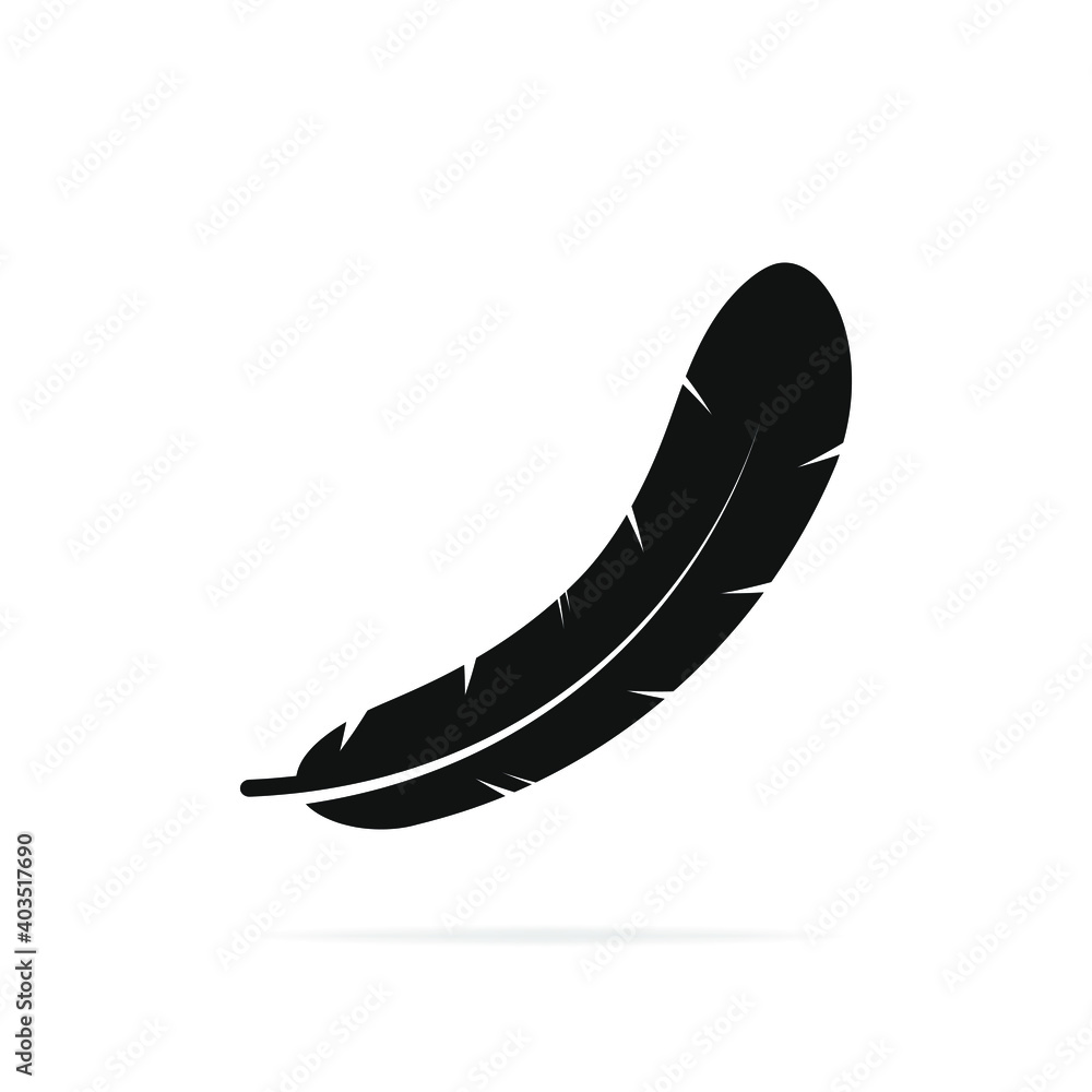 Feather icon flat style isolated on white background. Vector illustration Feather icon flat style isolated on white background. Vector illustration