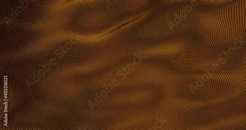 Render with abstract yellow mesh background
