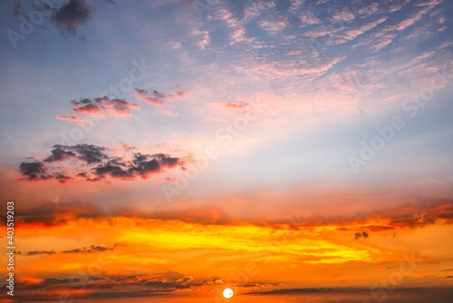 background sky at sunset and dawn . Dramatic nature background .  © yaalan