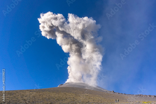 Paisaje del volcán Popocatépetl en Puebla México
