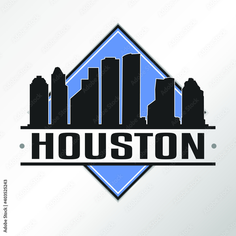 Houston Texas Skyline Logo. Adventure Landscape Design. Vector Illustration Cut File.