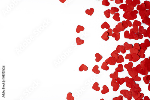 Fototapeta Naklejka Na Ścianę i Meble -  many red hearts on white background, valentine's day
