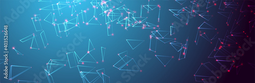 Abstract technology banner. Blue gradient with triangles. Tech presentation backdrop. Futuristic design art. Vector illustration