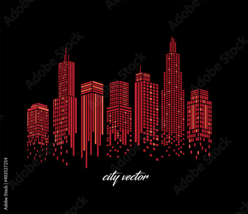 Cityscape of red buildings vector design