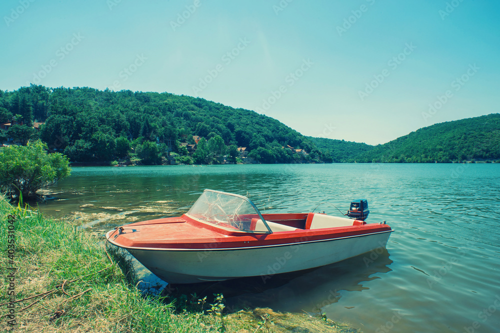 Small boat at Bovan Lake, Serbia