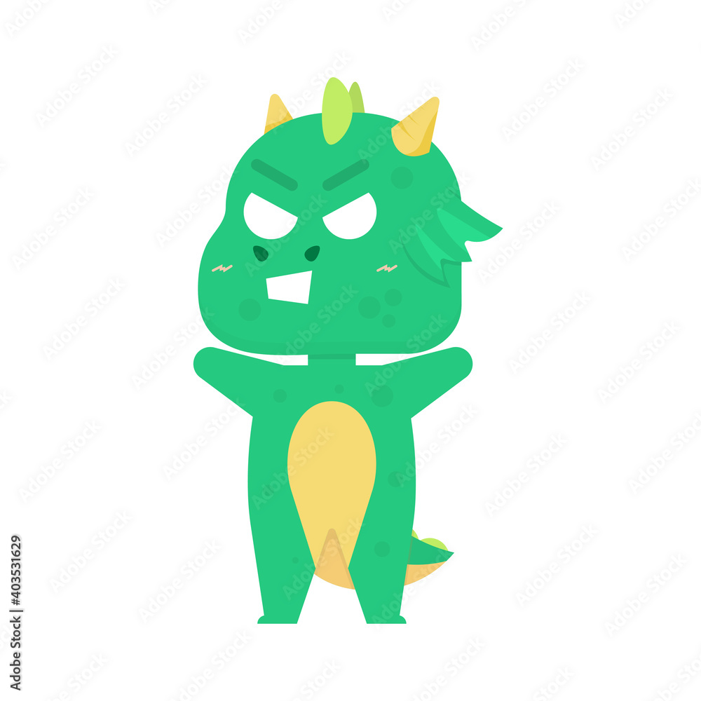 vector illustration of a cute, funny, and satisfying chibi dragon monster character. angry or annoyed dragon expression. flat style. design elements. can be used for stickers and logo mascots vector illustration of a cute, funny, and satisfying chibi dragon monster character. angry or annoyed dragon expression. flat style. design elements. can be used for stickers and logo mascots