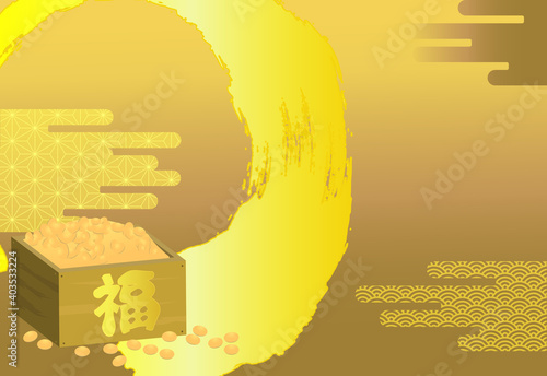 溢れる福豆と節分の背景