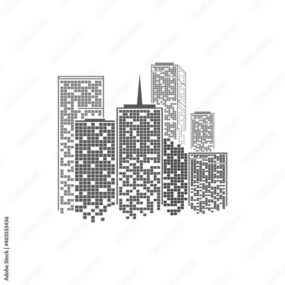 vector building City skyline at night illustration