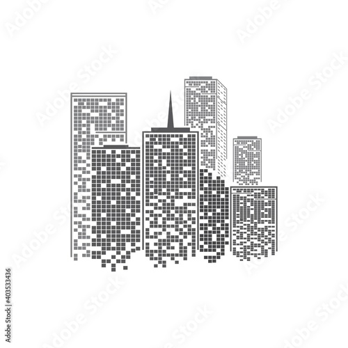 vector building City skyline at night illustration