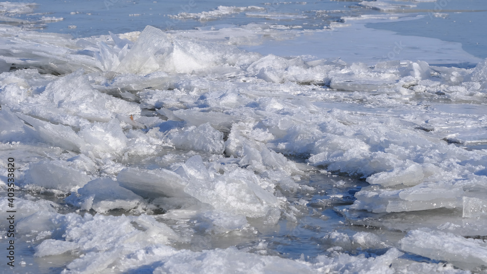 Ice on the river. Abstract background image for web design
