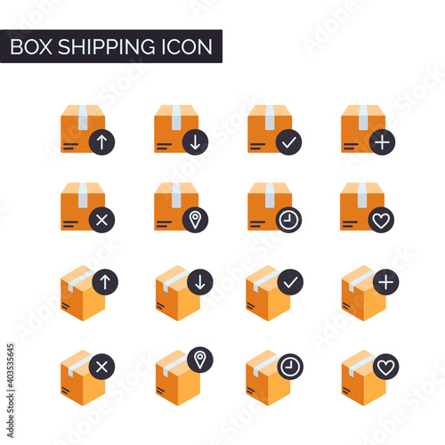 Collection of icons from shipping cardboard boxes. Perfect for design elements of freight and delivery applications, online ordering services, and merchandising software.