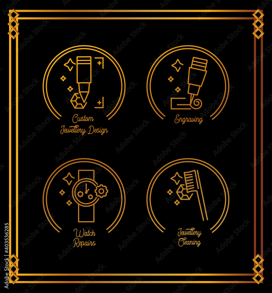 Naklejka premium Luxury jewelry set of icons