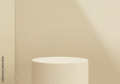 Podium 3d abstract minimal scene with geometric platform. cylinder background vector 3d rendering with podium. stand for cosmetic products. Stage Showcase on pedestal modern 3d studio cream pastel