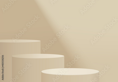 Podium 3d abstract minimal scene with geometric platform. cylinder background vector 3d rendering with podium. stand for cosmetic products. Stage Showcase on pedestal modern 3d studio cream pastel