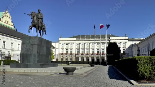 Monument of Jozef Poniatowski at the Presidential Palace in Old Town Warsaw, Poland.