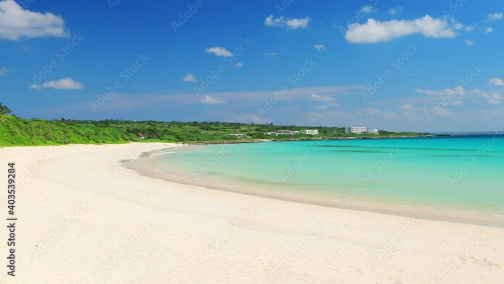 beautiful beach and sound waves in Okinawa Irabu isalnd Toguchi beach