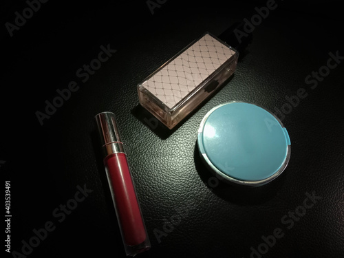 grooming equipment for women isolated on black background